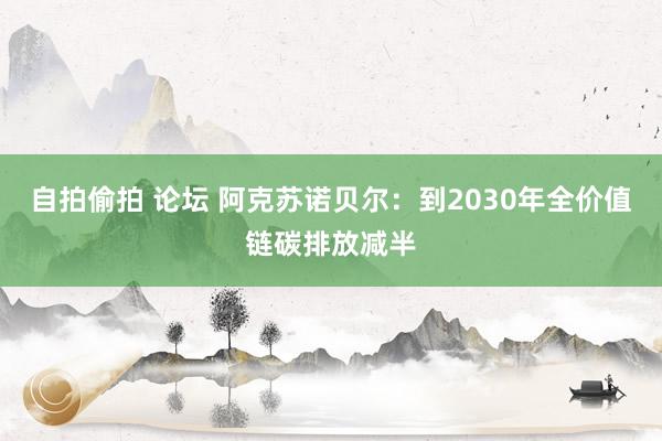 自拍偷拍 论坛 阿克苏诺贝尔：到2030年全价值链碳排放减半